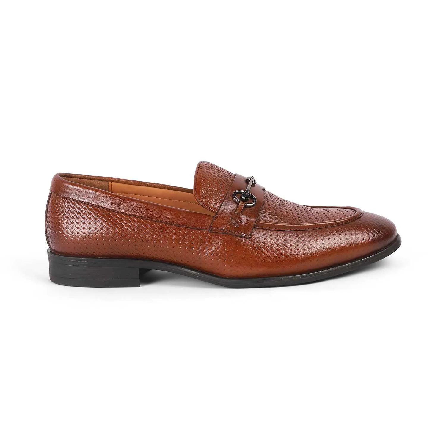 Tresmode Fetch Camel Men's Textured Leather Loafers