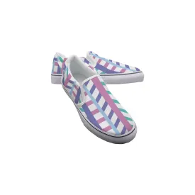 Women's Slip On Sneakers 253 pink, purple and teal striped