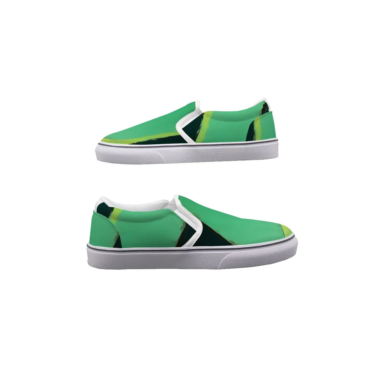 Women's Slip On Sneakers 92 green abstract, print