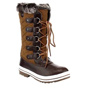 Women's Wind-02 Lace Up Waterproof Quilted Mid Calf Snow Boots